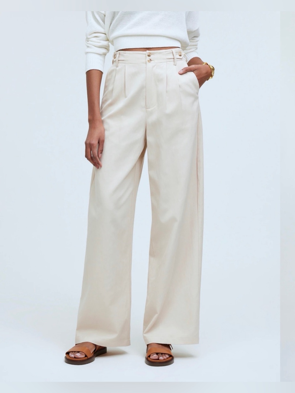 Madewell Harlow Wide Leg Pants Women’s 2 Beige Trouser Twill Office Workwear